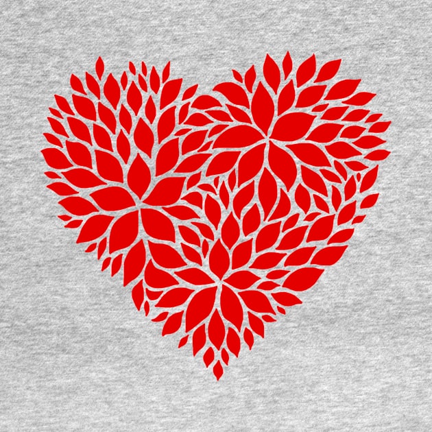 Red Floral Pattern Heart by Art by Deborah Camp